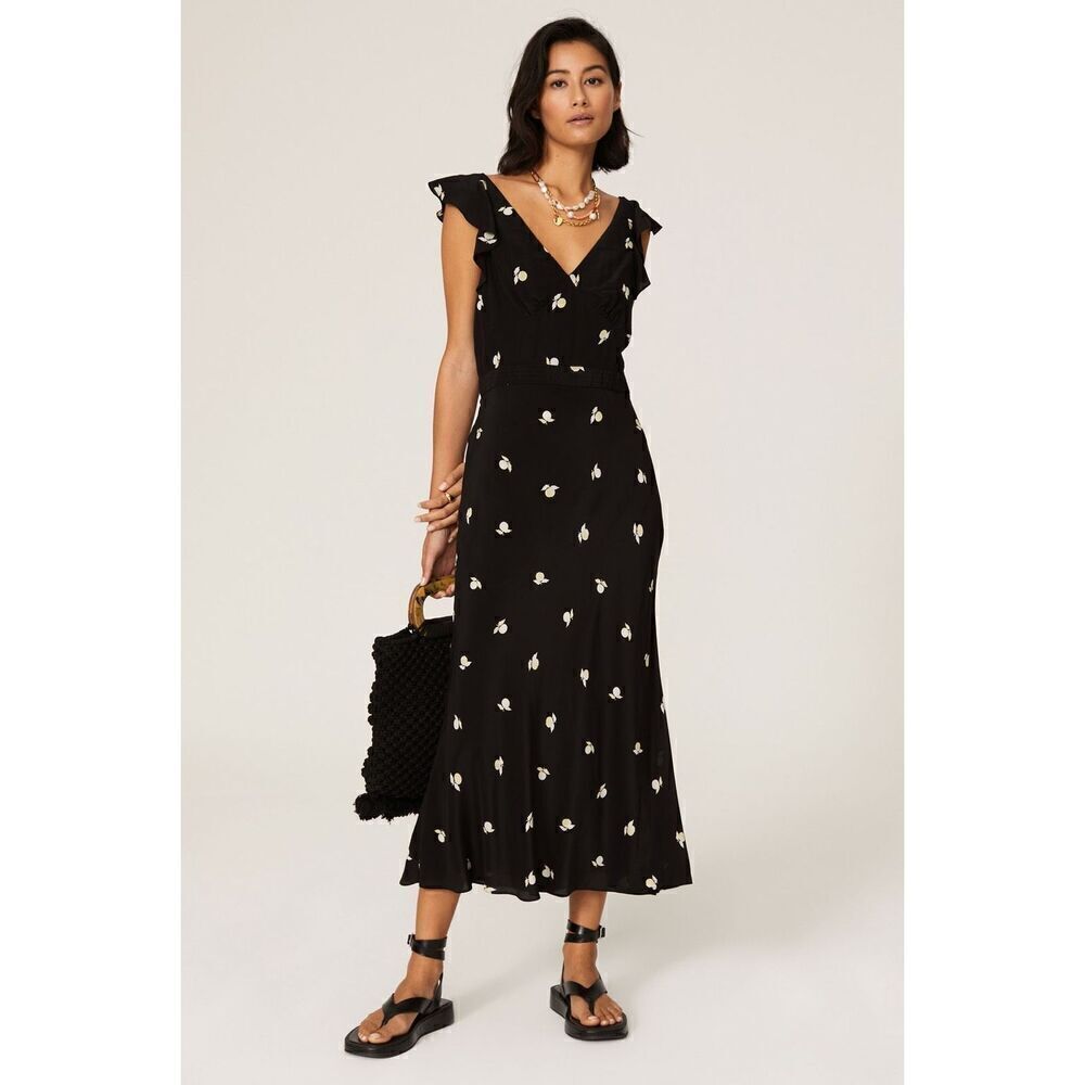 Jason Wu Black Floral Flutter Sleeve Dress ❤️🔥